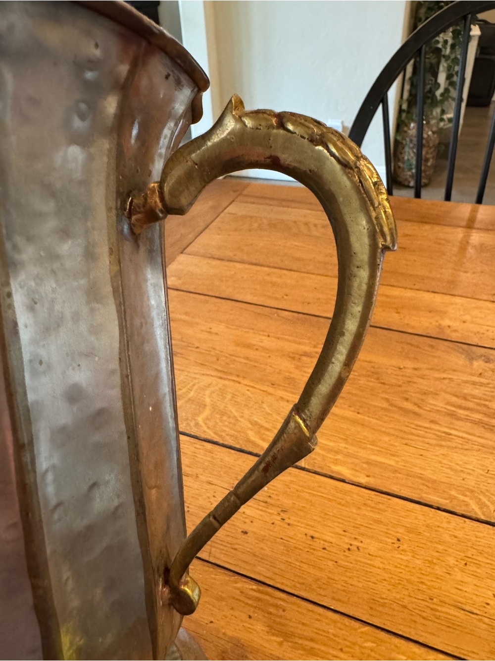 Vintage hammered two-tone brass and silver-plated ice bucket - Picture 2 of 7